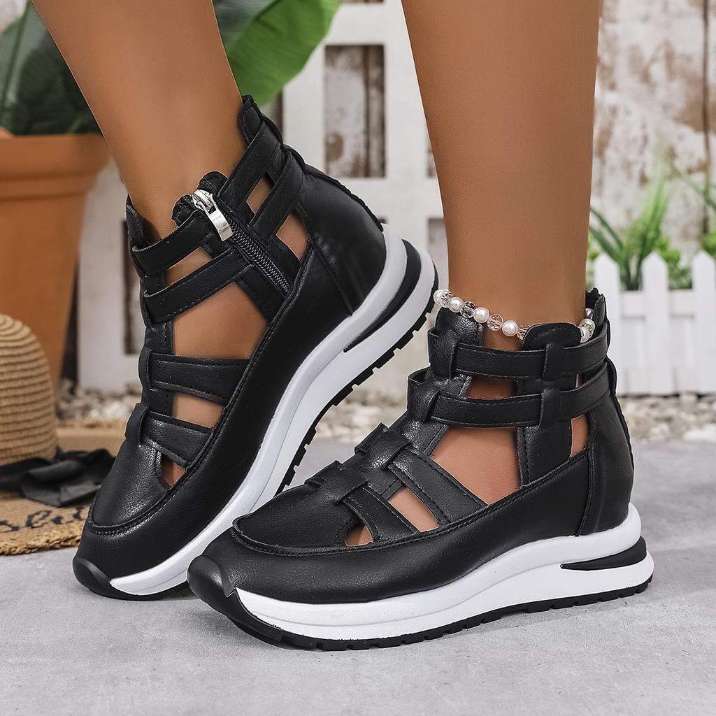 Sandali alla Moda da Donna Nuovi a Punta Chiusa per Ufficio e Carriera Estivi Scarpe Zeppa Monocolore per Donne Nuovi Sandali con Cinturino e Fibbia di Alta Qualità Donna