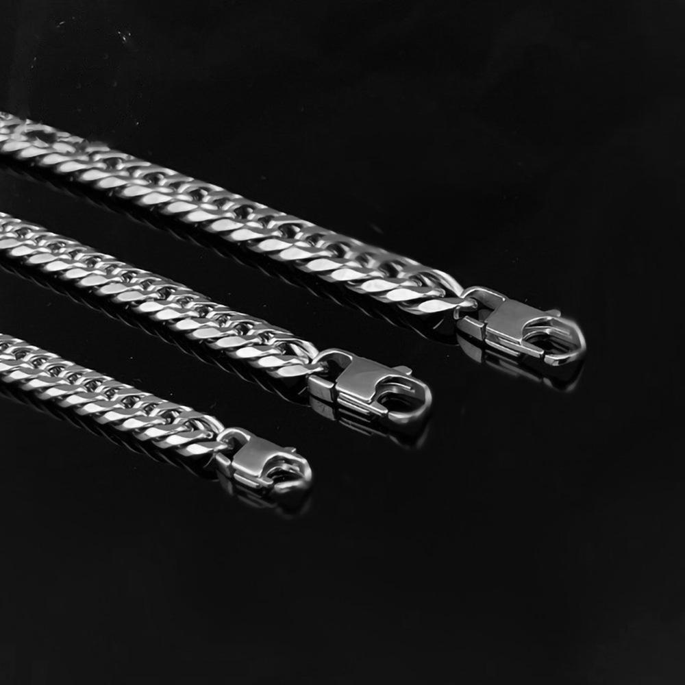 Bracelet à maillons Rombo pour hommes, chaîne en acier inoxydable 316L, argent, 8-14MM