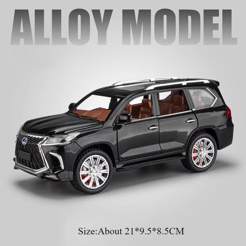 1:24 Scale ES300H LX570 Car Model Toy Sound Light Pull Back Doors Opened High Simulation Cars Models for Boys Ornaments