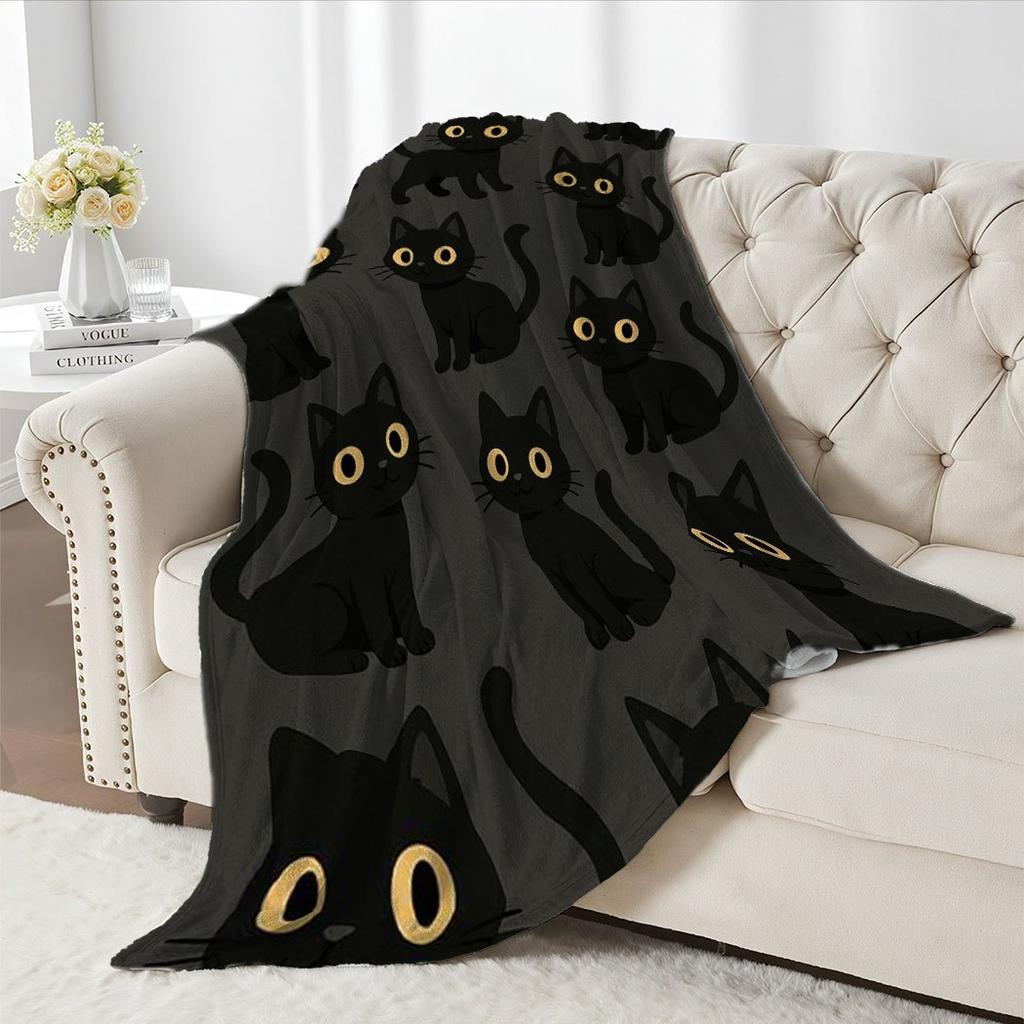 Entzückende Kätzchen-Print Flanell-Kuscheldecke – Süßes Geschenk für Homeoffice Sofa Auto Nickerchen
