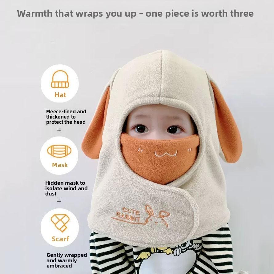Childrens Winter Warmth Hat With Mask And Earmuffs For Toddler Protection