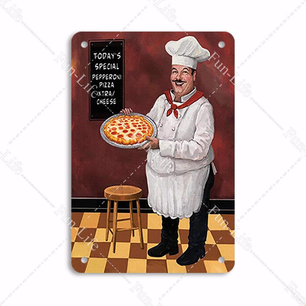 Pizza Dessert Metal Poster Food Tin Sign Plaque Metal Restaurant Vintage Wall Decor for Bar Club Metal Signs 20x30cm