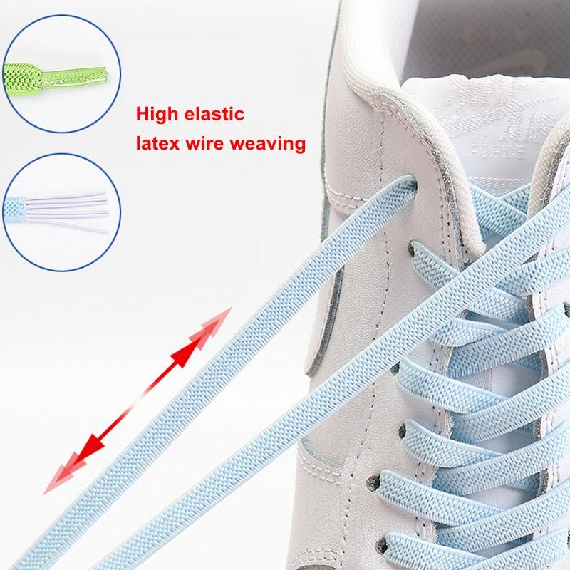 1Pair No Tie Shoelace Flats Elastic Shoe Laces Kids Adult Sneakers Shoelace Quick Lazy Laces 24 Color Buckle Strings Sports Shoe