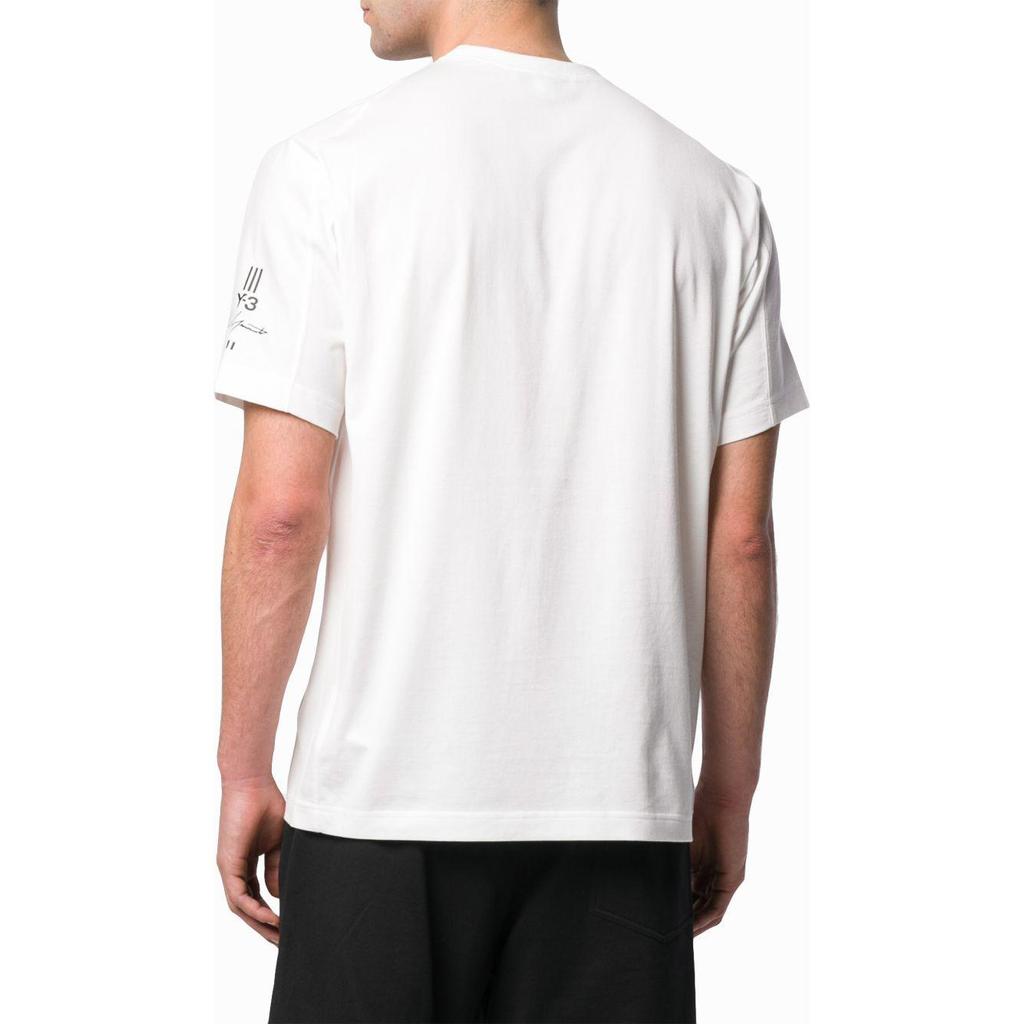 Y-3 Ärmellogo Einfarbig Rundhals-Pullover Kurzarm Regular T-Shirt Unisex T-Shirt Weiß DY7183