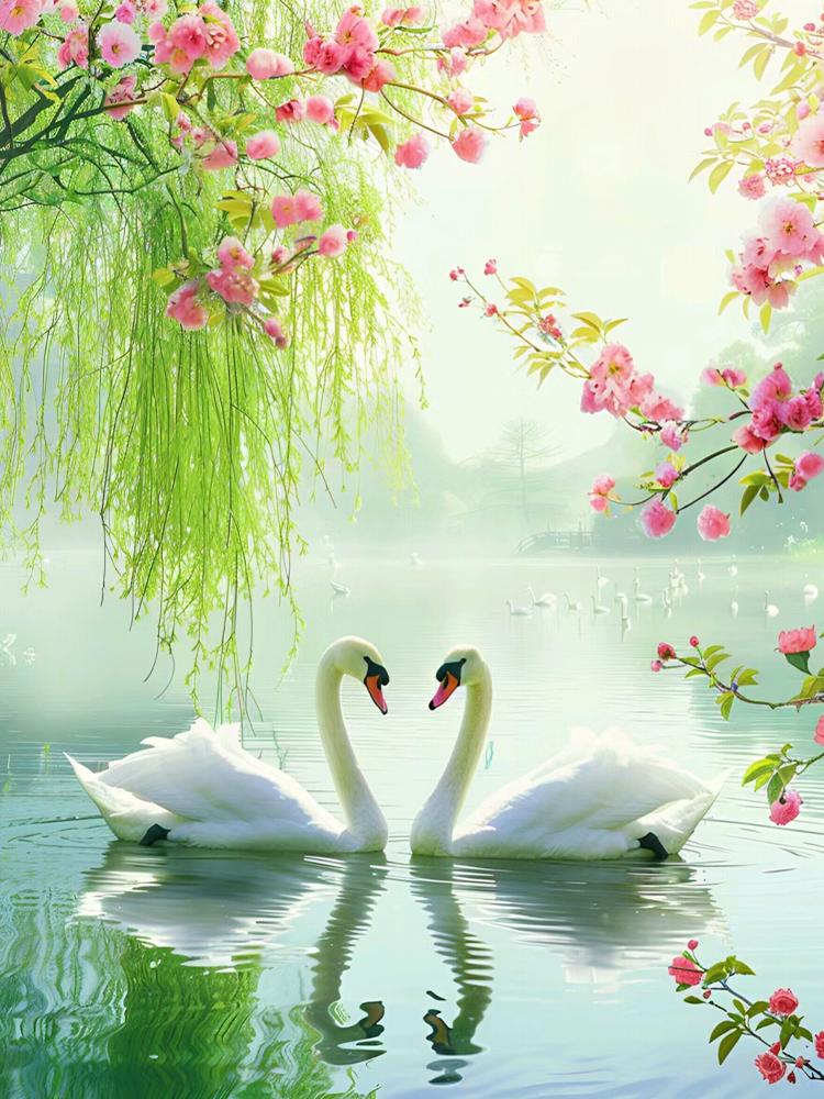 

Животное 5D Алмазная картина Милый Белый гусь Пейзаж Алмазная картина инкрустированная полной алмазной вышивкой Картина Украшение Full Round 20x30CM