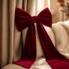Velvet Decorative Bow with Long Tails Balanced Hanging Ornament Structured