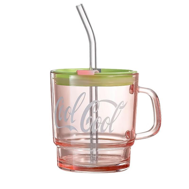 He Yu Xi 300ml Straw Glass Milk Cup