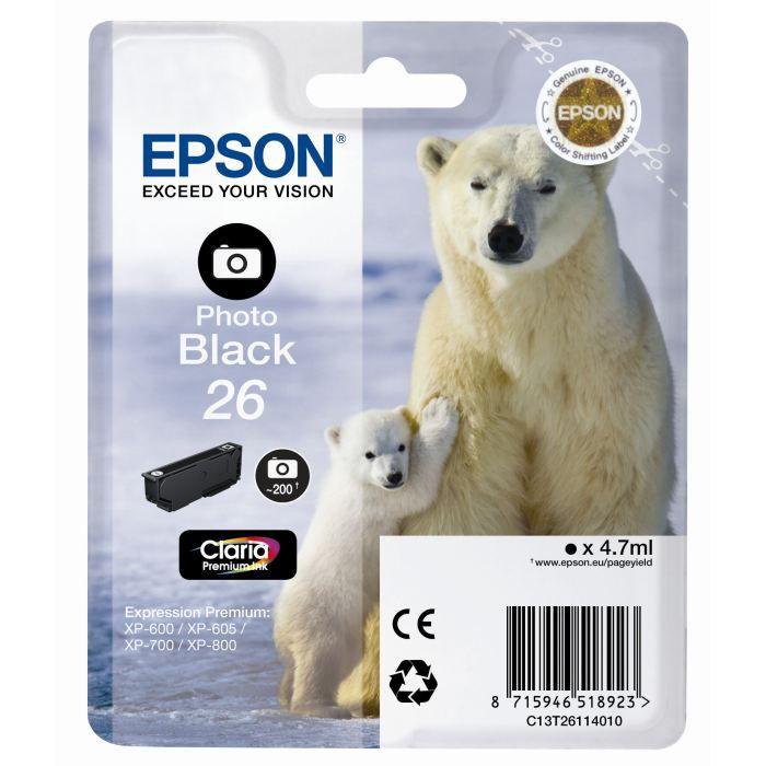 Epson T2611 Black Photo Ink Cartridge - Polar Bear (C13T26114010)
