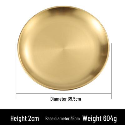 Korean Style Gold Stainless Steel Commercial Round Plate