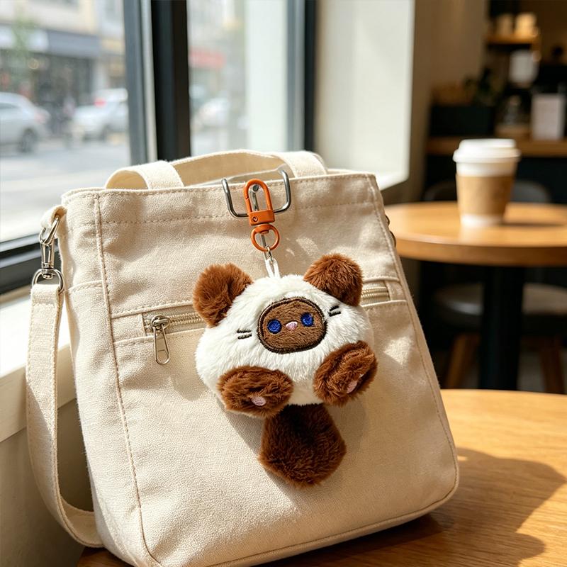 4 Pcs Cute Mini Cat Plush Keychains Soft Fluffy Kitten Stuffed Doll Pendants Small Animal Bag Charms Ornament Gift For Girls