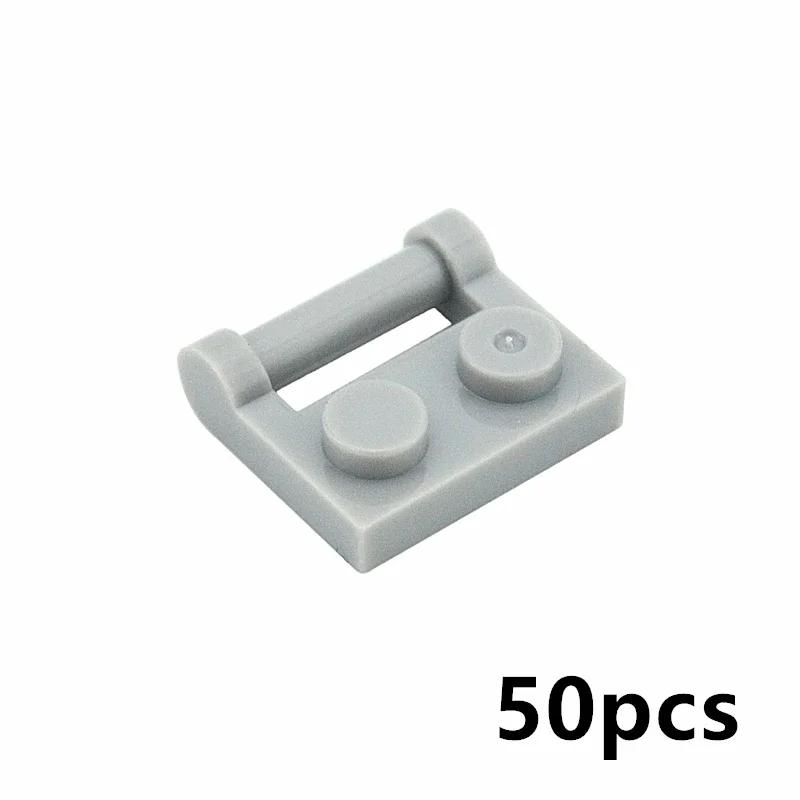 50Pcs MOC Building Block 1x2 Plate with Bar Handle Clips Bricks Compatible with 48336 60470