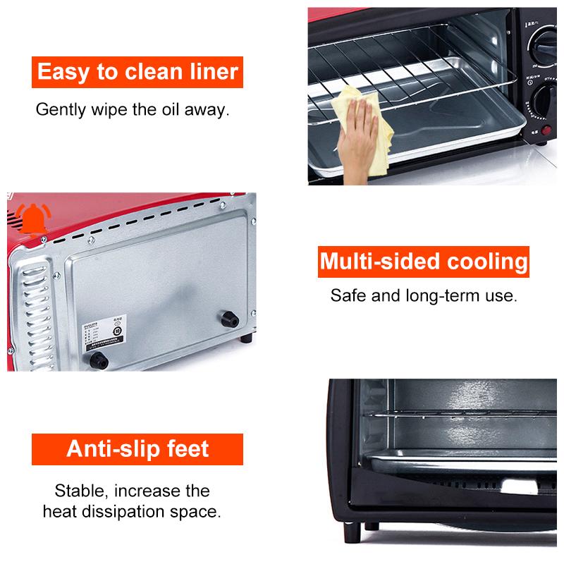 12L 220V Mini Oven Household Multifunctional Electric Oven Intelligent Timing Kitchen Baking Toaster Grilled Chicken Wings 900W