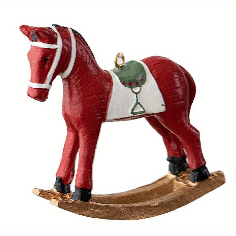 3D Rocking Horse Small Pendant Christmas Tree Decoration Hanging Ornament Retro Christmas Decoration