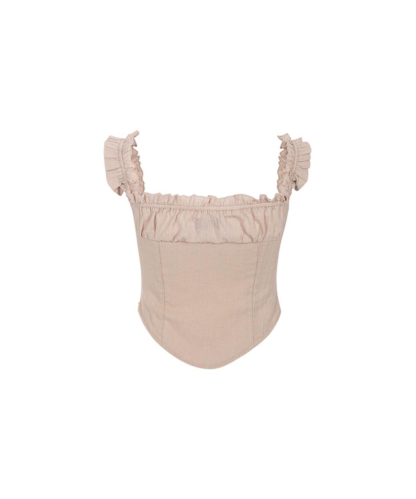 Peullijeunopallou Della Corset Shirt Top (Sand Beige)