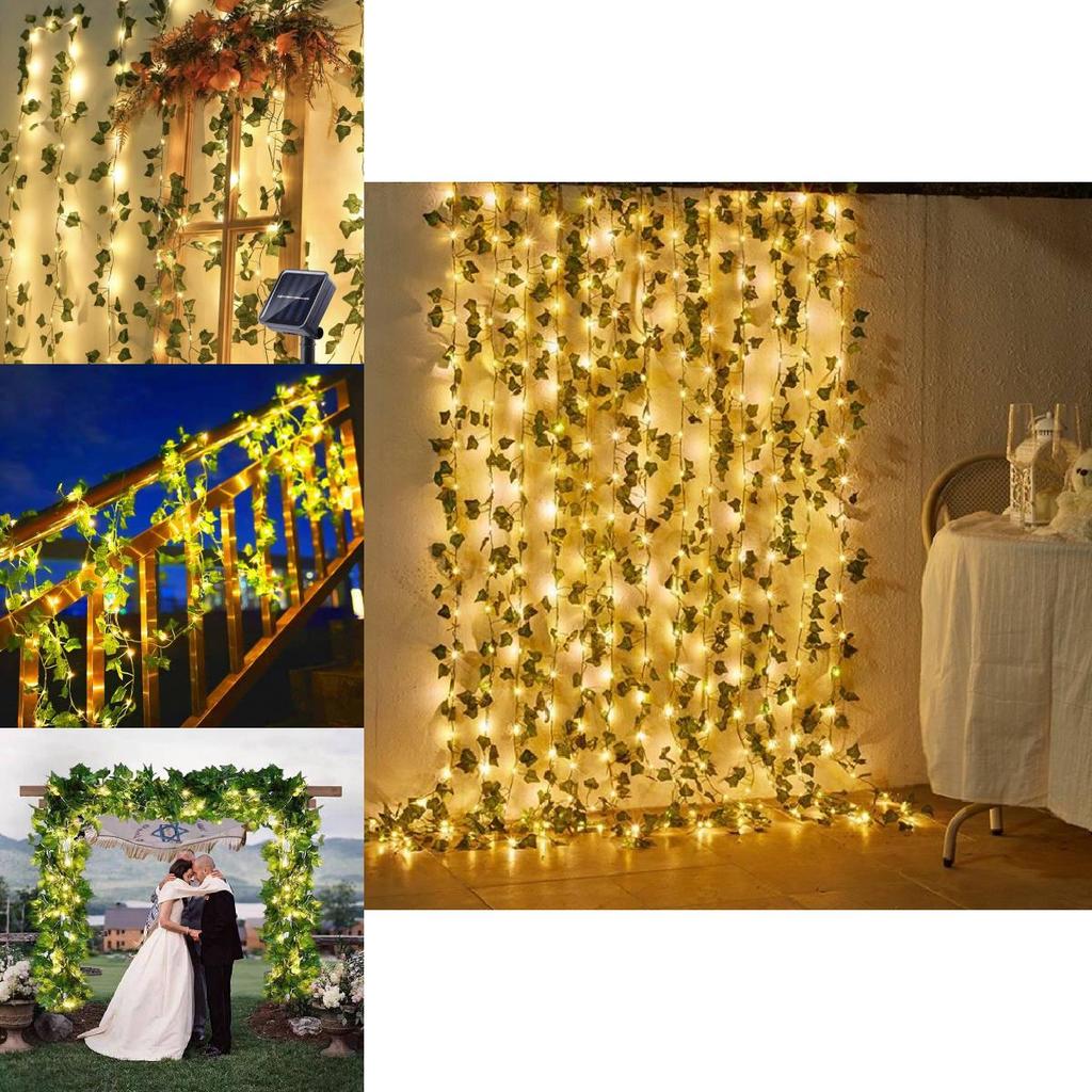 Wasserdichte Solar Efeu Blatt LED Lichterkette für Terrassen- und Gartenbeleuchtung