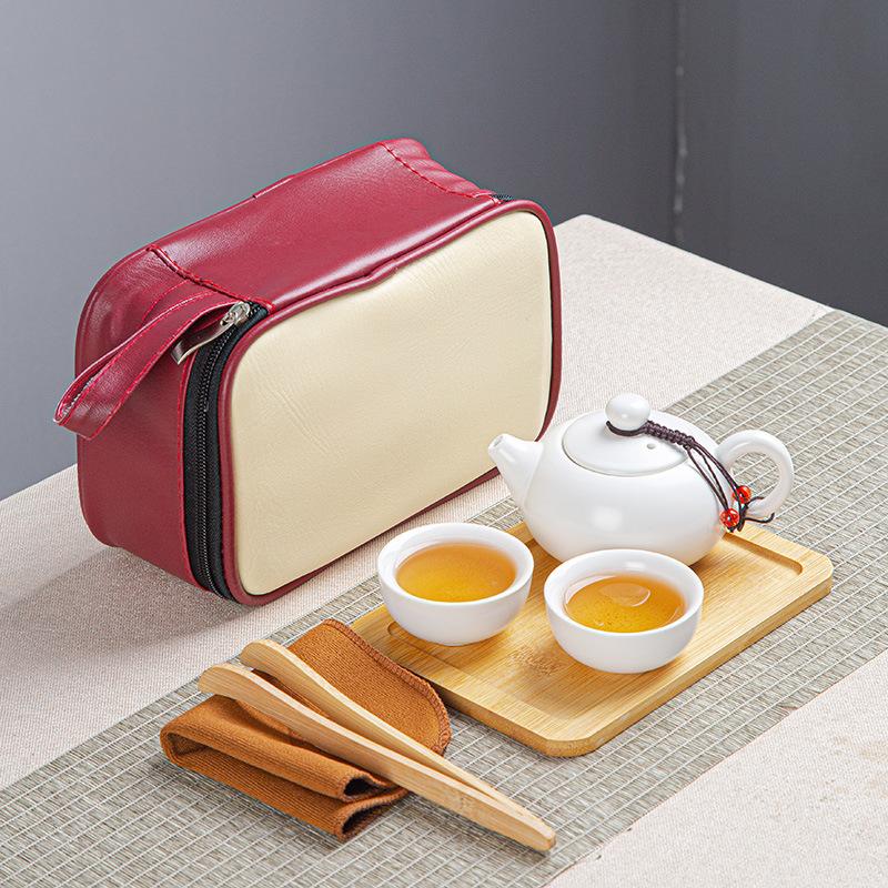 

Portable Ceramic Kuaike Cup One Pot Two Cups Travel Tea Set Household Tea Pot Tea Cup Small Set Gifts