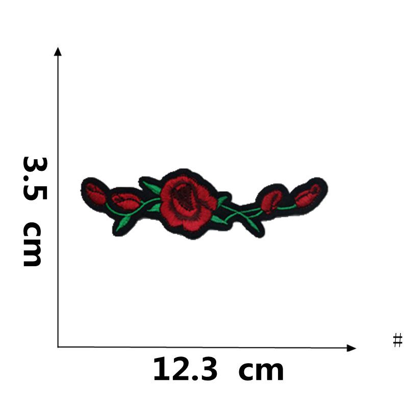 Rose Plum Blossom Embroidered Iron-On Fabric Patch for Clothing Decoration