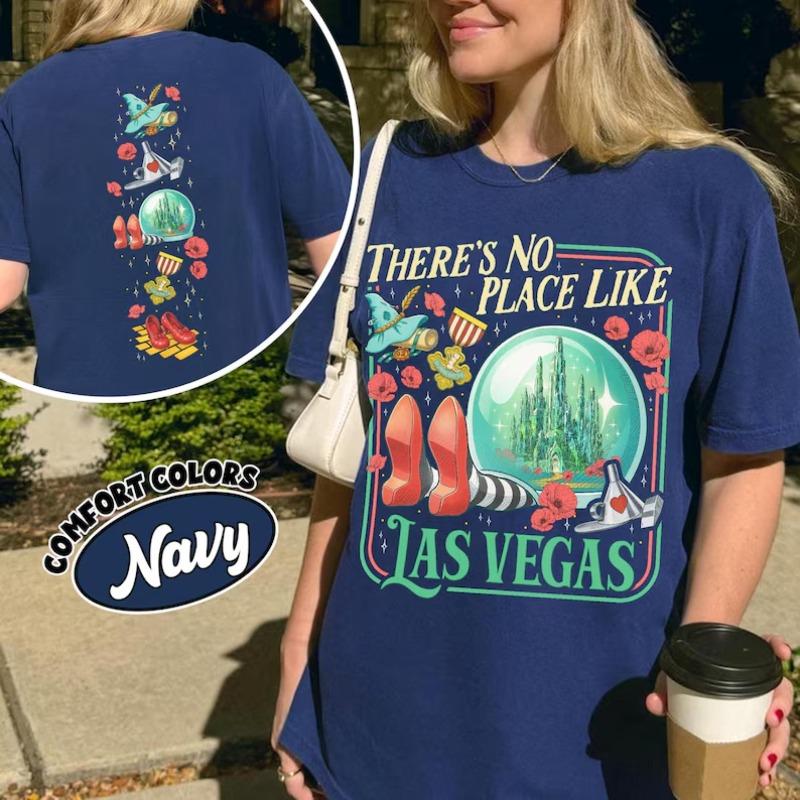 Das Wunderbare Zaubererhemd Kein Ort wie Las Vegas Grafik-T-Shirt Gelbe Ziegelsteinstraße Inspiriertes Hemd Geschenk für Klassische Literatur Fans