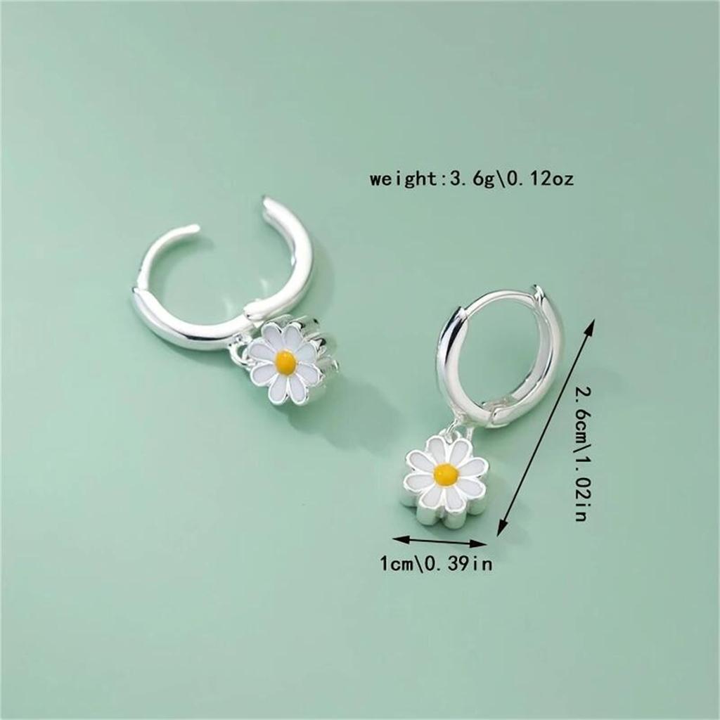 Obručové náušnice s přívěskem Daisy pro ženy Roztomilé ve stylu Y2K Sladké krásné náušnice pro ženy Dárek na svatební párty