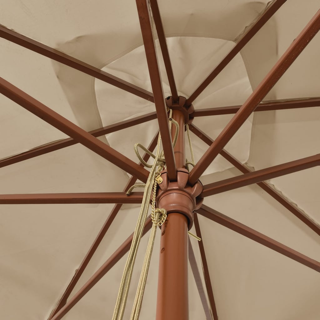 Sun Umbrella with Wooden Pole Taupe 300x300x273 Cm