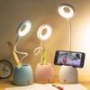 Table Lamp Eye Protection Reading Lamp LED Office Flexo Desk Lamp With Pen Holder USB Rechargeable Touch Stepless Dimming Light