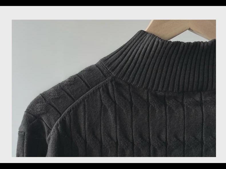 Men's Trendy Cable Knit Zipper Sweater: Loose Fit Half Turtleneck Pullover for Autumn and Winter