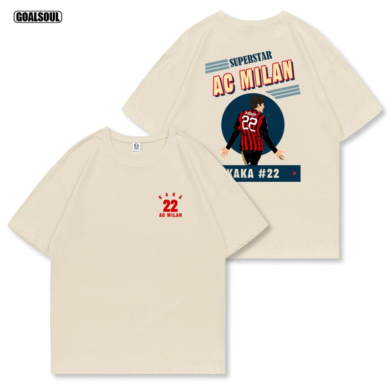 2025 KAKA T-Shirt AC Mailand 22 KAKA Fußball Modemarke Amerikanisch Retro Lässig Schwer Baumwolle Kurzarm