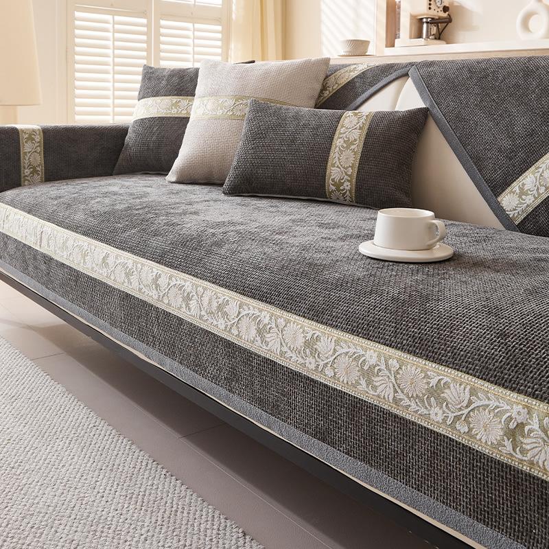 High-End Schlichtes Wind Chenille Sofaüberwurf Rutschfestes Sofakissen Spitze Luxus Sofaüberwurf Universell für alle Jahreszeiten