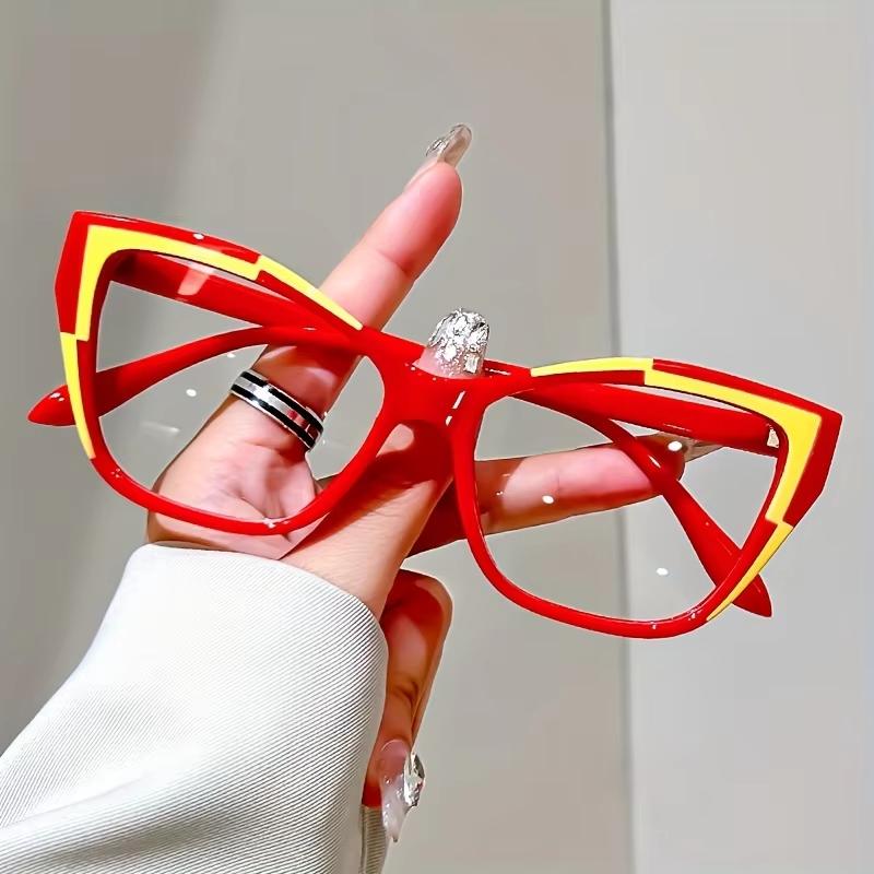 Elegant cat eye reading glasses for women-fashionable color block design anti-blue light 1.0 to 4.0 strength