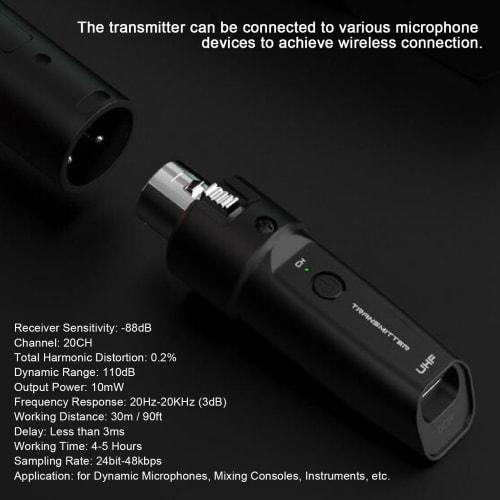 Microphone Transmitter Receiver XLR System Rechargeable Adapter Dynamic Microphone 6.35mm Interface for Vocal Concerts and Events