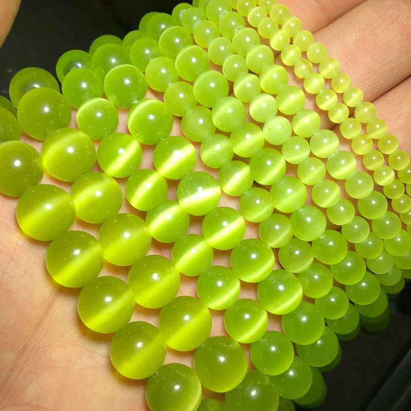4-12 mm okrągłe koraliki w kształcie kociego oka, luźne pasma do ręcznie robionych kryształowych akcesoriów DIY
