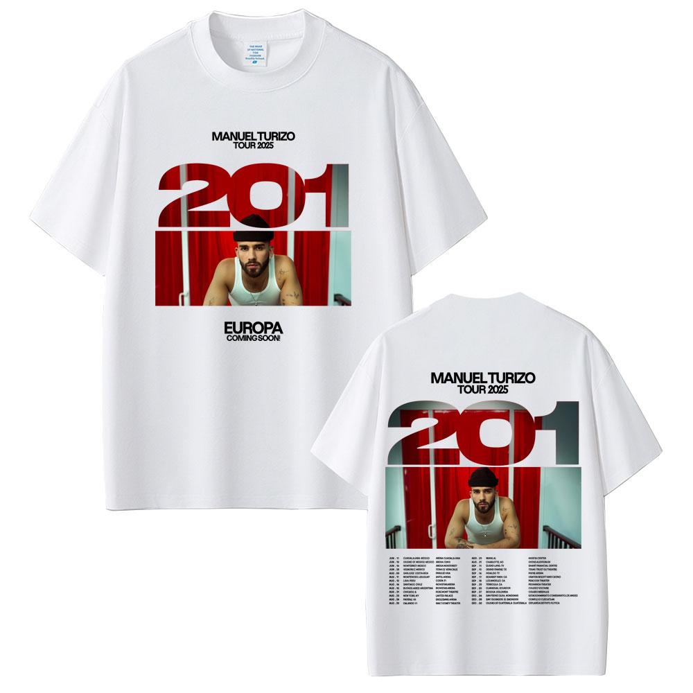 

Summer Manuel Turizo Album 201 Tour Men Women Hip Hop Fashion Oversized Short Sleeve 100% Pure Cotton Printed T-shirt L