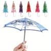 1pc New Lace Embroidered Sunshade Umbrella Rain Gear for Handmade Doll Accessories Kids Birthday Gift