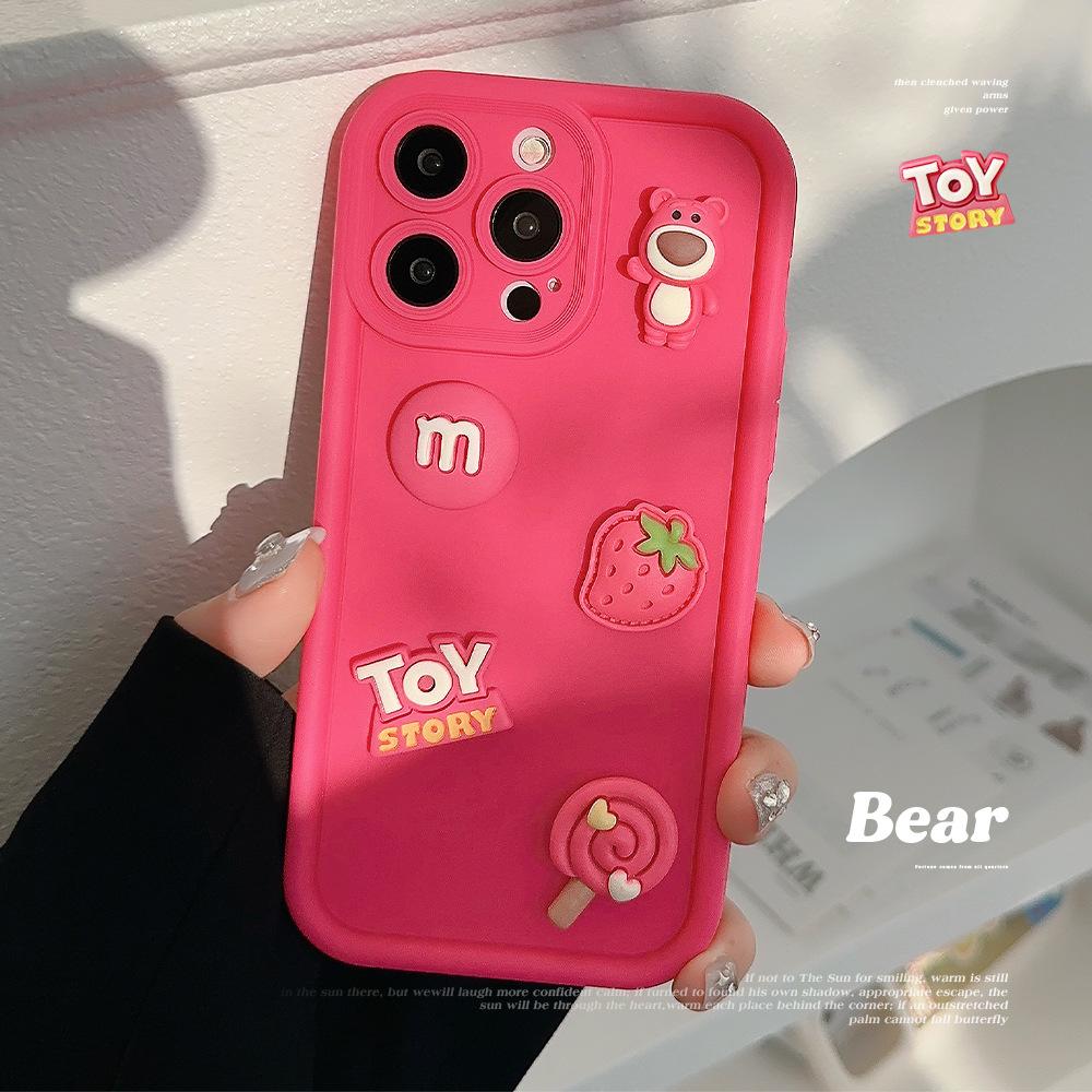 

Three-dimensional Strawberry Bear Apple 17 Mobile Phone Case Iphone1516 Suitable for 14promax Cartoon 12 Silicone 12pro
