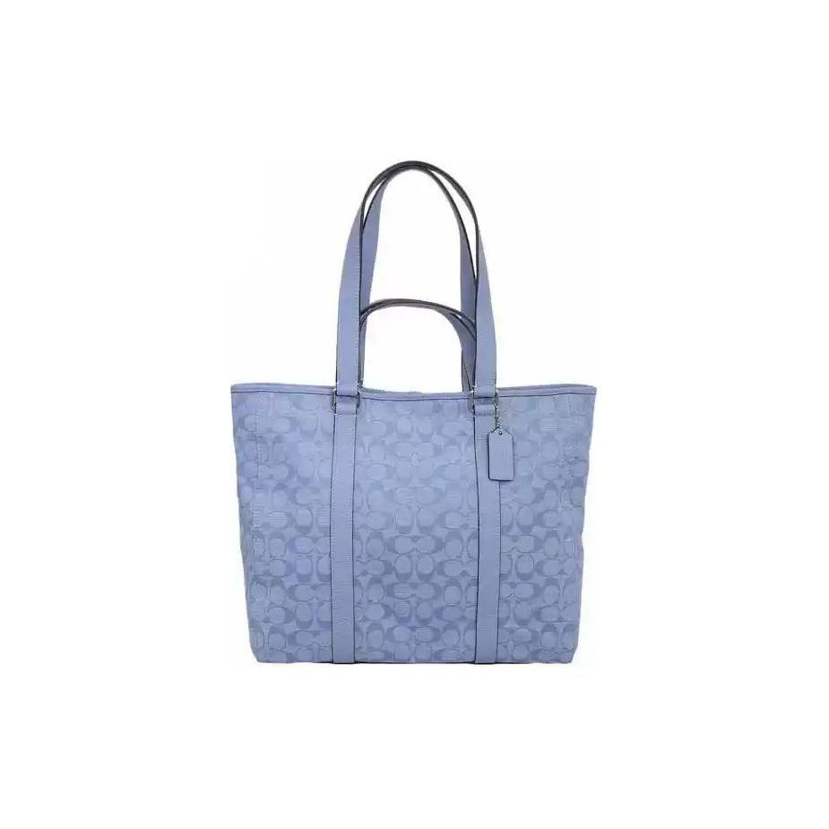 

Coach 35 Classic Monogram Print Canvas And Leather Tote Bag Unisex Tote Bags Light-Blue CH827-SVLB Basic Set (Bag+Dust Bag)