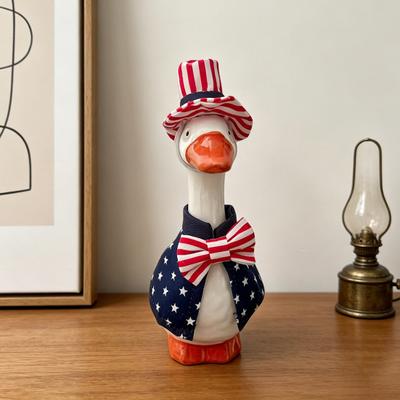 Goose Costume for 7 Inch Mini Desk Goose Doll Patriotic 4th of July Outfit with Hat And Dress Independence Day Festival Decoration