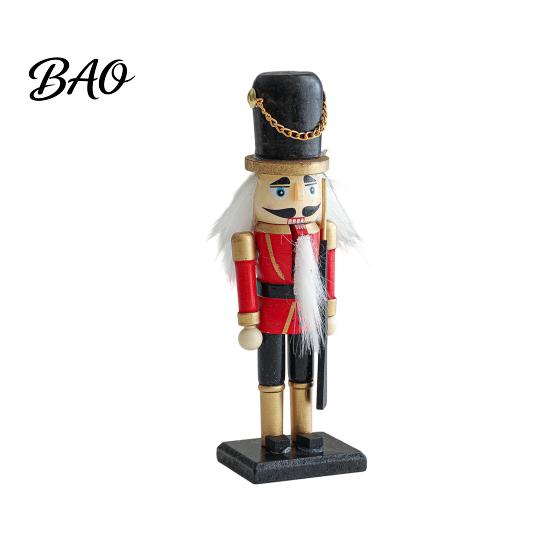 Solid Wood Holiday Gift Wooden Nutcracker Soldier Figurine, Handcrafted Christmas Tabletop Ornament Handmade Festive for Desk And Bookshelf