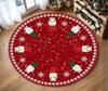 Christmas Gnome Round Carpet Red Winter Snowflake Area Rug Xmas Santa Tomte Flurry Pattern Bedside Living Room Floor Decor Mat