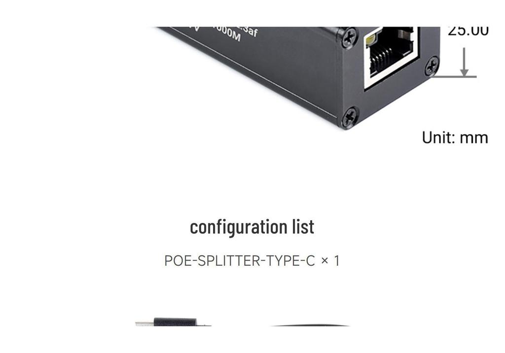 MicroSnow Gigabit PoE Splitter, Industrial Grade, 5V 2.5A, Metal Shell, Type-C Interface.
