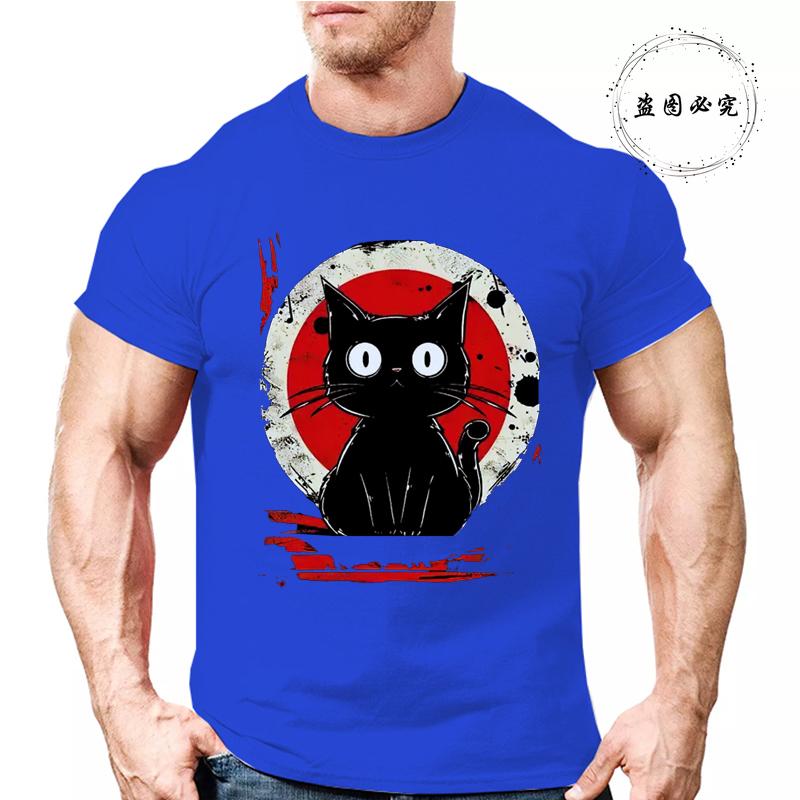 Kawaii Cat Japanese Black Anime Cat Men's T Shirt Tee T-Shirt Kawaii Clothes Shirts for Women Tops Graphic T Shirts Camisetas