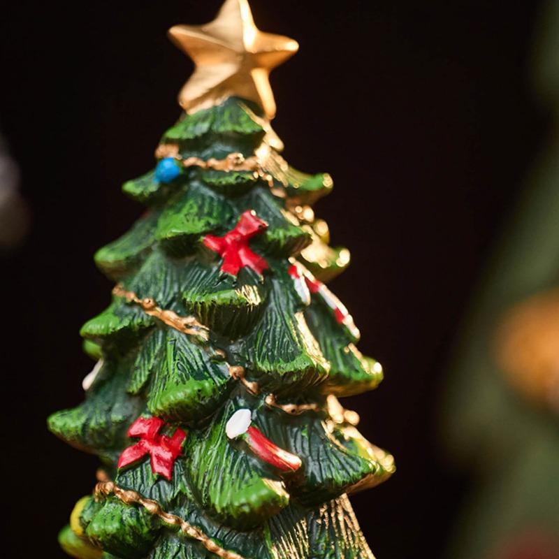1Pcs Christmas Tree Ornaments Ins European Resin Mini Desktop Living Room Party Atmosphere Cute and Exquisite