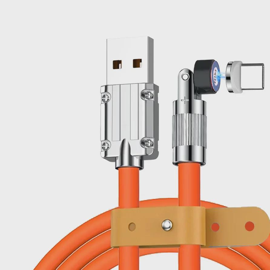 540° Drehbares Zinklegierungs-Magnet-Typ-C-Schnellladekabel, 2m, TPE