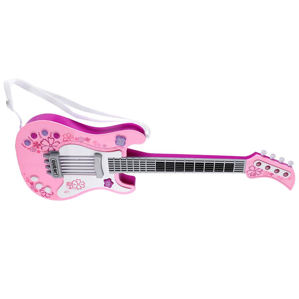 Multifunctional Kids Bass Guitar Toy Children Light Musical Instrument Toy Pink