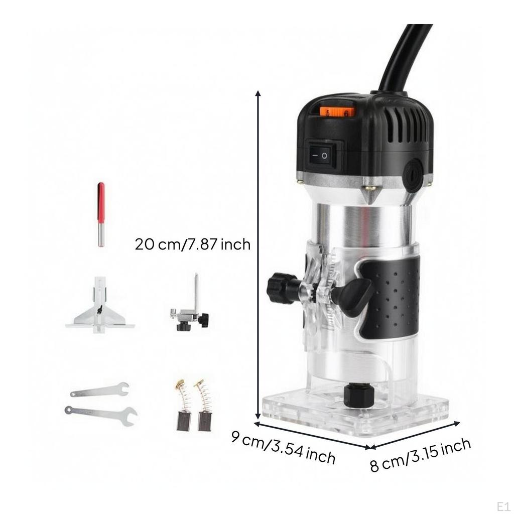 VariableSpeed Trim Router with Guide | Textured NonSlip Grip, electric trimmer, for carpentry
