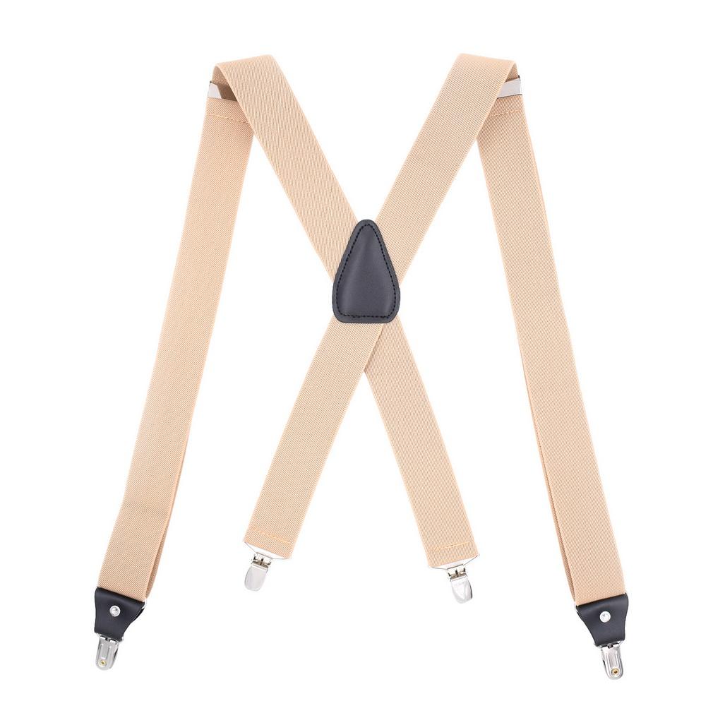Men Adjustable X-Back Suspenders Elastic 4 Strong Clips Heavy Duty Trouser Braces