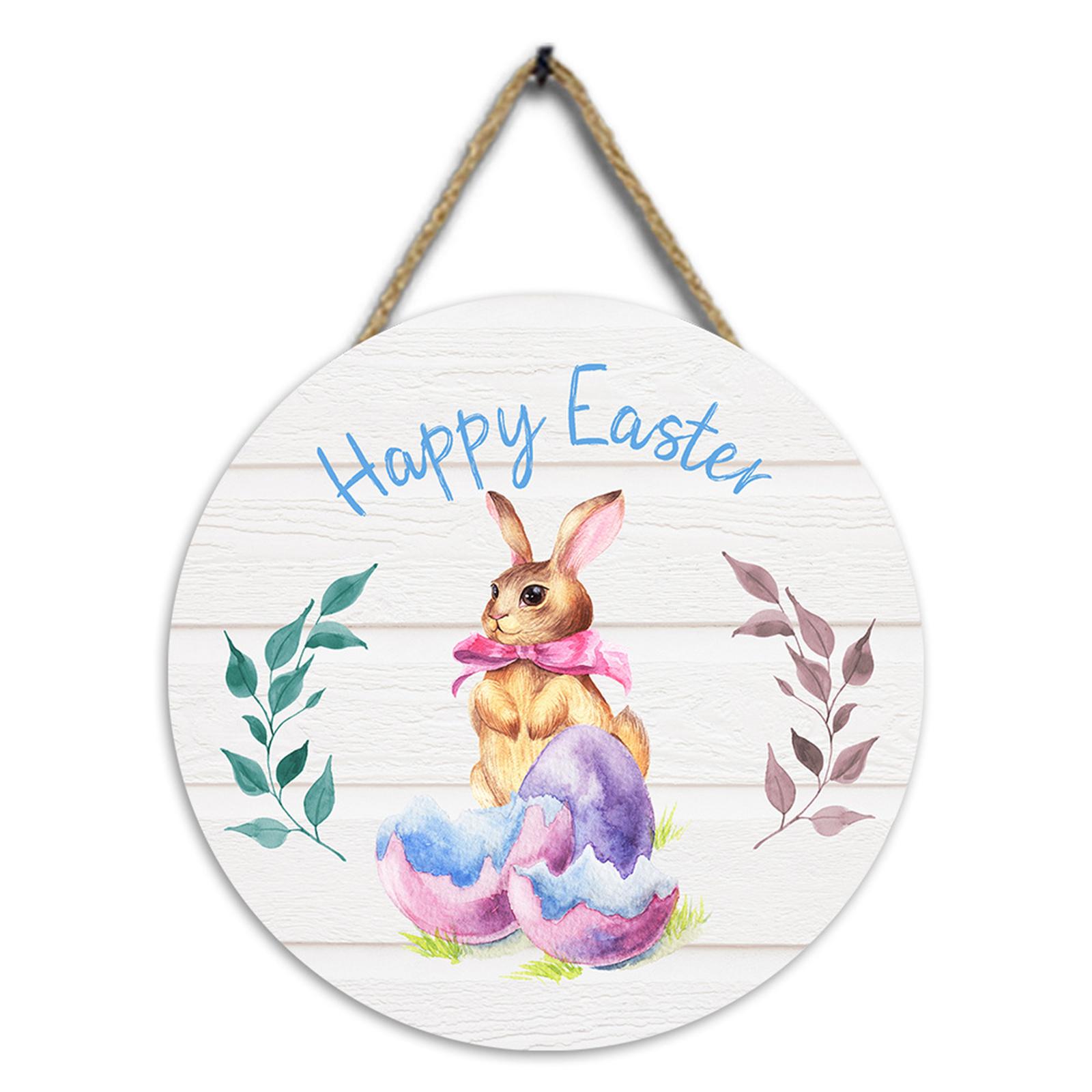 

Деревянная пасхальная табличка для входной двери, пасхальный дверной знак, украшение, подвесная табличка на дверь, круглое крыльцо, украшения для дома A