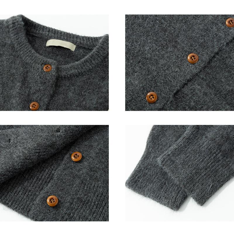 Modrý pletený kardigan s výšivkou v korejském stylu: Dámský podzimní/zimní volný měkký kabát