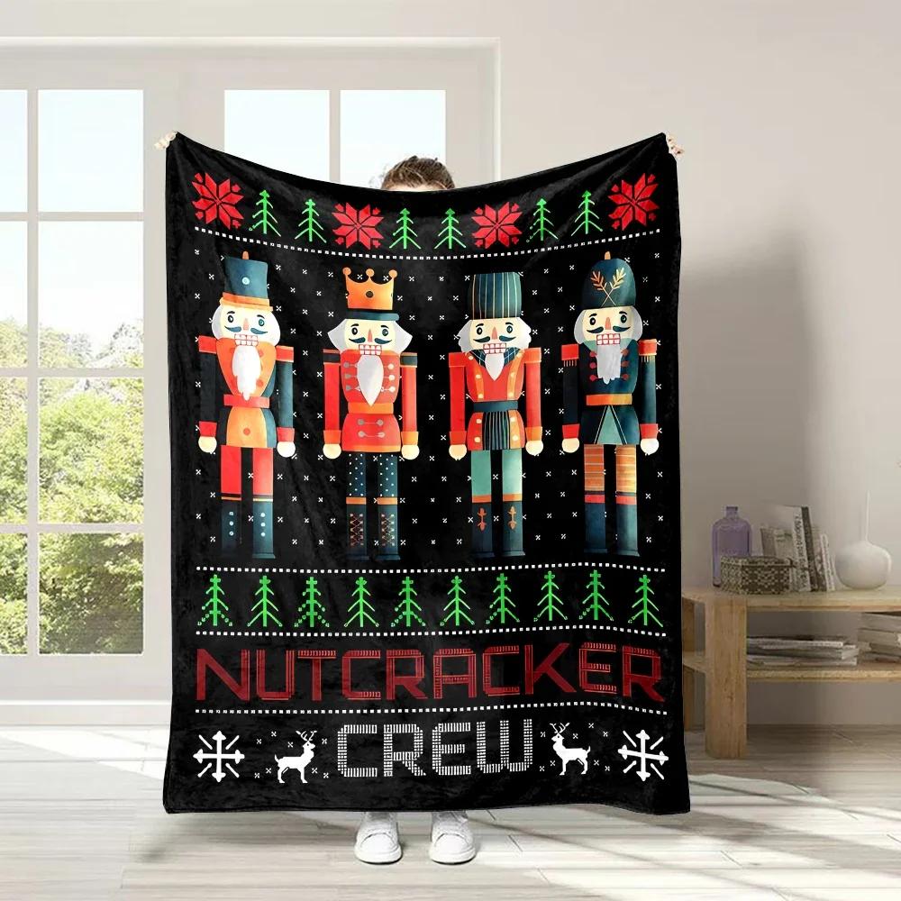 3D Christmas Nutcracker Soft Flannel Blanket for Bed Bedroom Sofa Picnic, Warm Throw Blanket for Cover Outdoor Leisure Nap Gift