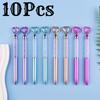 10Pcs Diamond Heart-shaped Ballpoint Pen with Hanging Rope, Used for Office Work, Problem Solving, Signature Writing, Diary, Note Taking, Student Clas