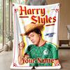 Coperta in Flanella Personalizzata Harry Styles Stampa il Tuo Nome Testo Morbida Calda Coperta Regalo di Festa